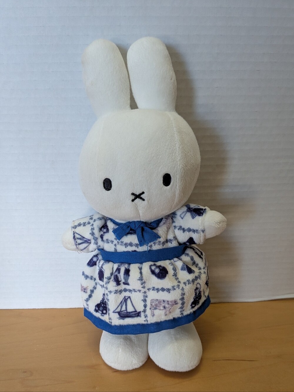 Rare Nijntje Miffy Cute 10" Bunny Plush Stuffed Animal Blue Dress Netherlands